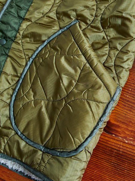 Quilted Boa Liner Jacket in Khaki