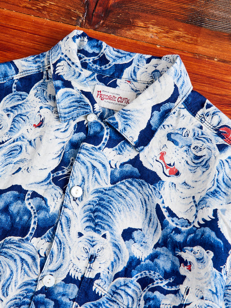 Hawaiian Shirt Tiger Print With Tobacciana Graphics Size 