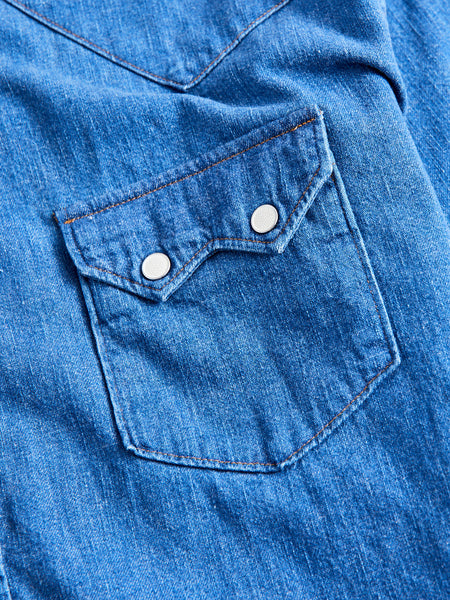 Vintage Fit Western Shirt in Used Denim – Blue Owl Workshop