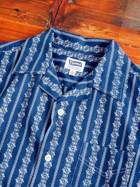 Stripe Print Hawaiian Shirt in Indigo – Blue Owl Workshop