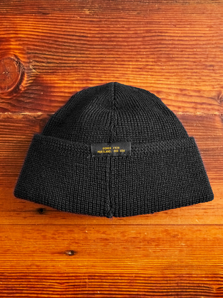 Wool Knit Watch Cap in Black