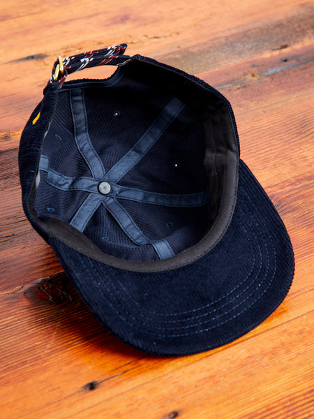 6-Panel Corduroy Cap in Navy - Beams Plus