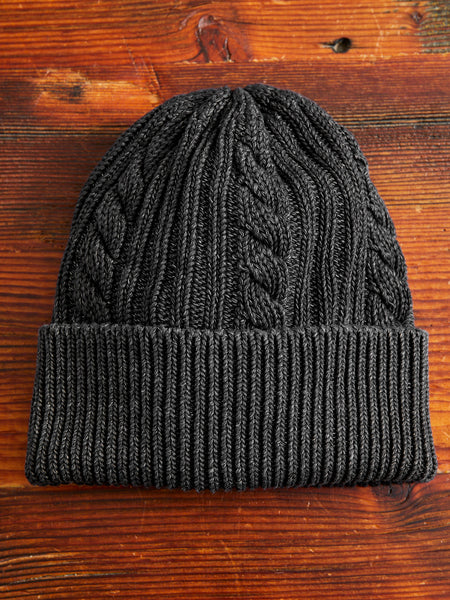 Cable Knit Watch Cap in Sulfur Black – Blue Owl Workshop