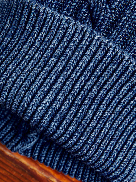 Cable Knit Watch Cap in Indigo
