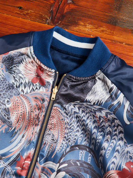 ASOS Bomber Jacket With Tiger Embroidery in Blue for Men