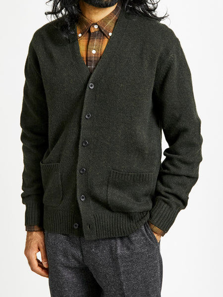 Elbow Patch 7G Cardigan in Olive – Blue Owl Workshop