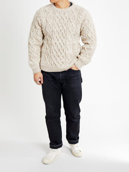 Low Gauge Cable Knit Sweater in Natural