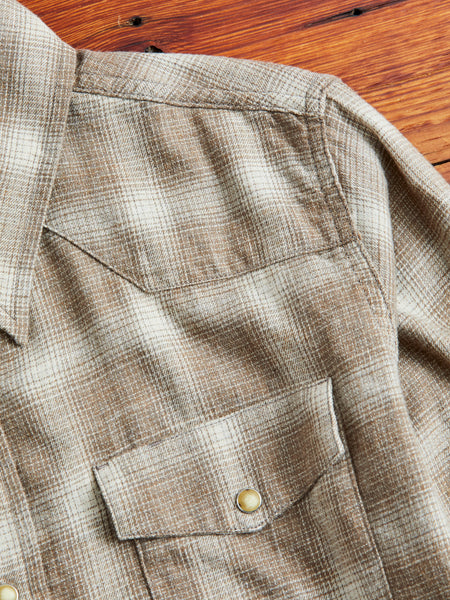 Ombre Check Western Shirt in Brown