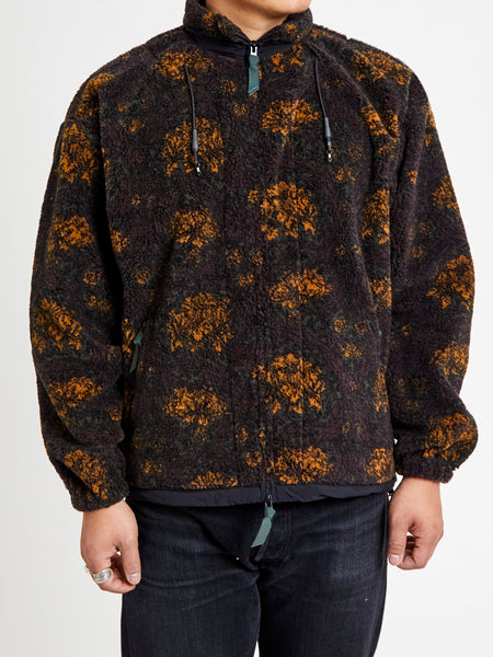 Jacquard Boa Zip Jacket in Green