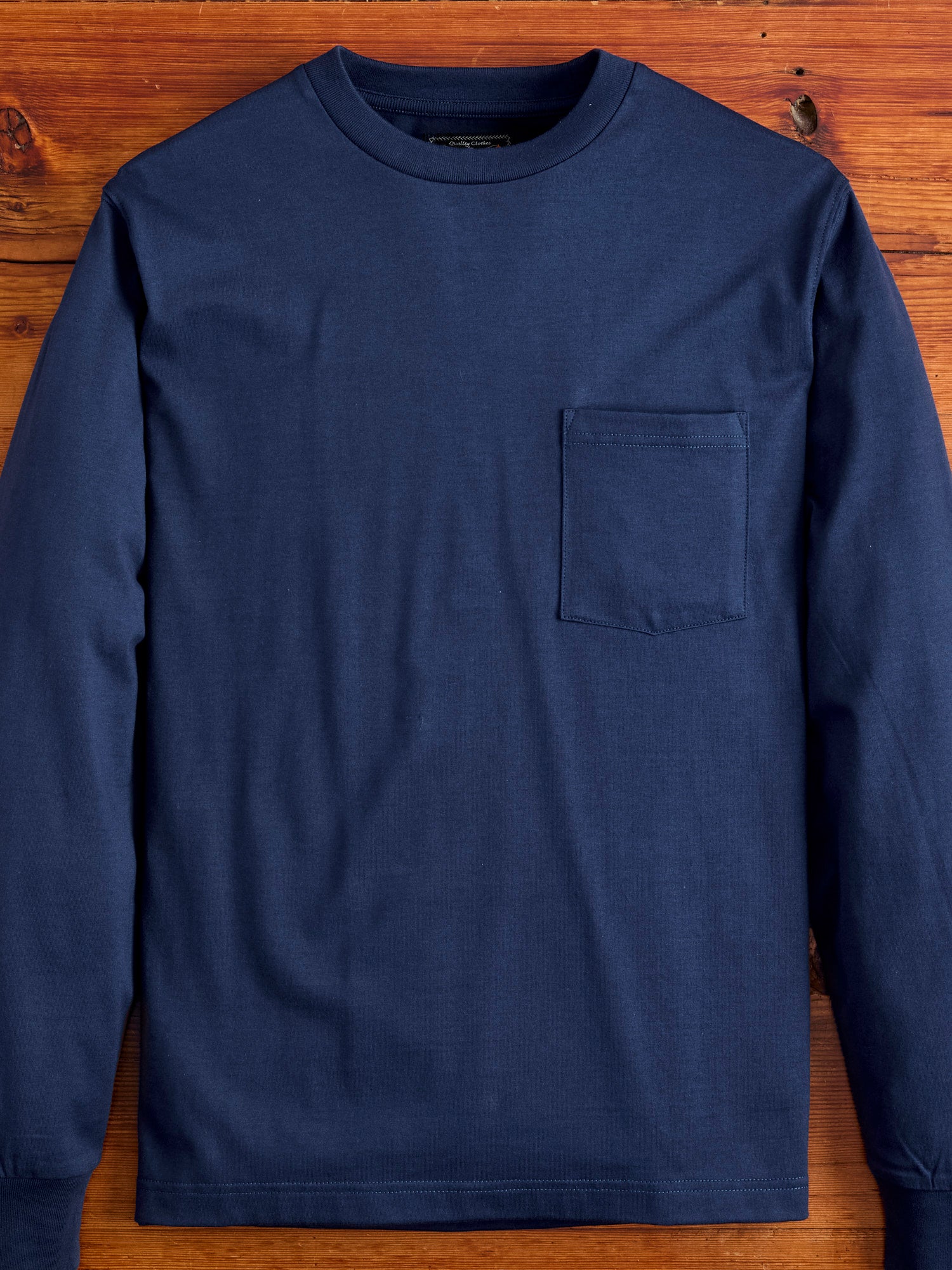 40/2 Long Sleeve Pocket T-Shirt in Navy – Blue Owl Workshop