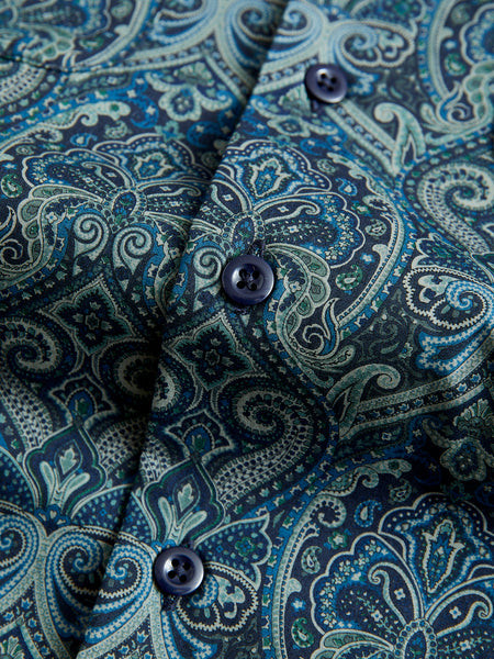 Zowie Paisley Print Relaxed Fit Shirt DEPTH BLUE