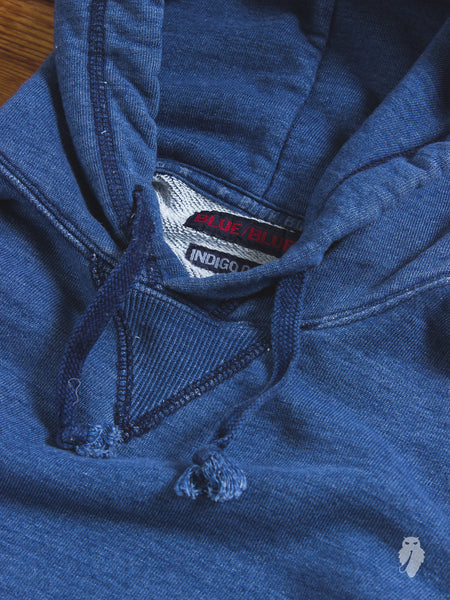 Blue Blue Japan Yarn-Dyed Pullover Hoodie in Indigo Small