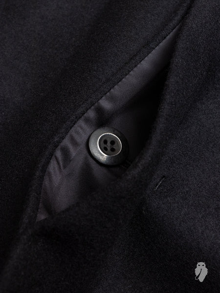 Cashmere Melton Stand Collar Coat in Black – Blue Owl Workshop