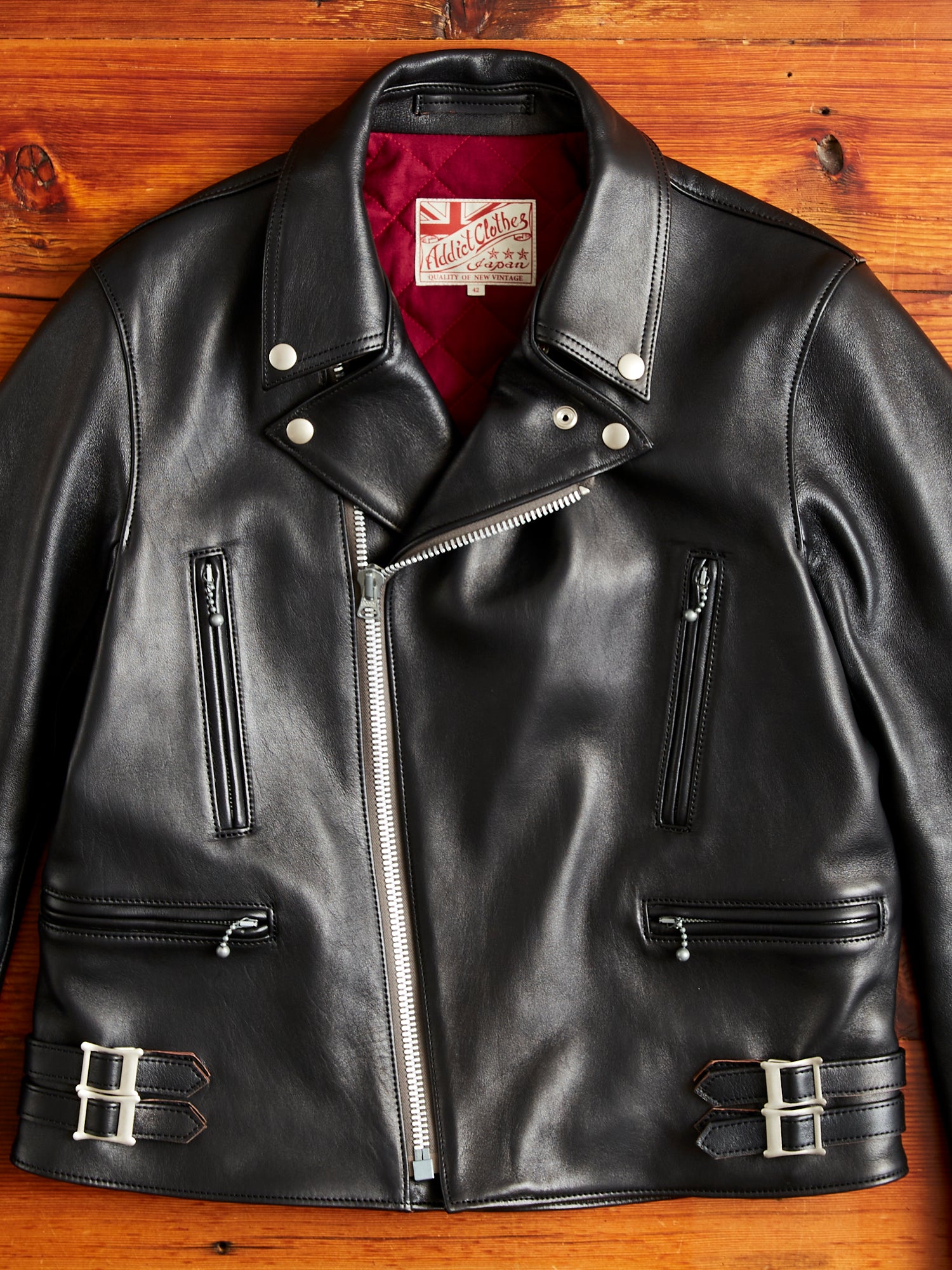 AD-02 Sheepskin Leather Double Riders Jacket in Black – Blue Owl Workshop