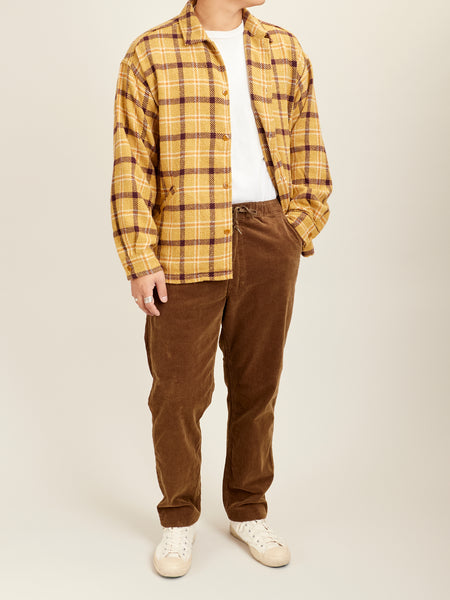 Jazz Check Wide Flannel Shirt in Yellow