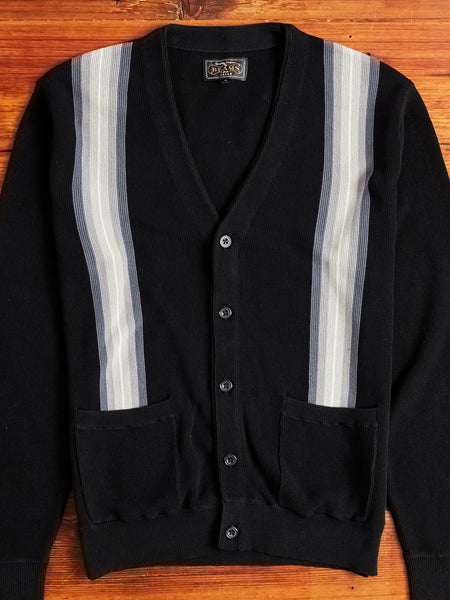 Knit Stripe Jacquard Cardigan in Black