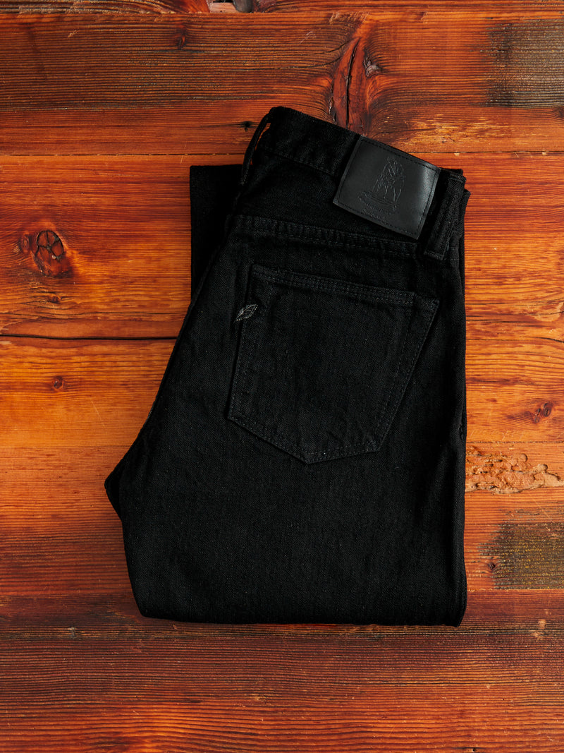 TCD-003-BK "Teacore Black" 14oz Rinsed Black Selvedge Denim - Regular Straight Fit