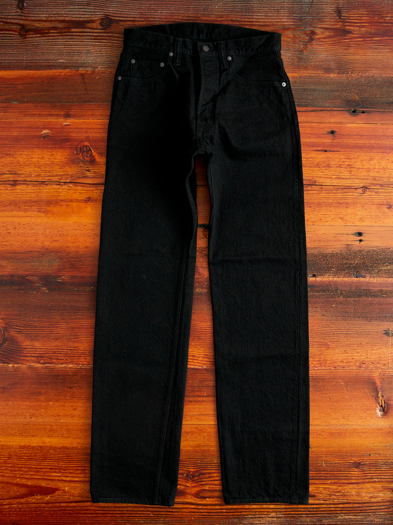 TCD-003-BK "Teacore Black" 14oz Rinsed Black Selvedge Denim - Regular Straight Fit