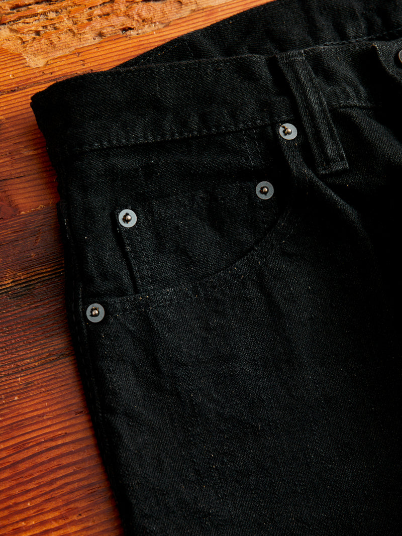 TCD-003-BK "Teacore Black" 14oz Rinsed Black Selvedge Denim - Regular Straight Fit