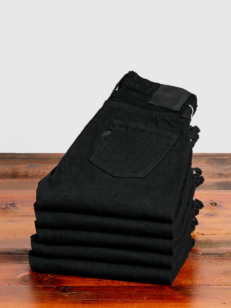 TCD-005-BK "Teacore Black" 14oz Rinsed Black Selvedge Denim - Slim Straight Fit