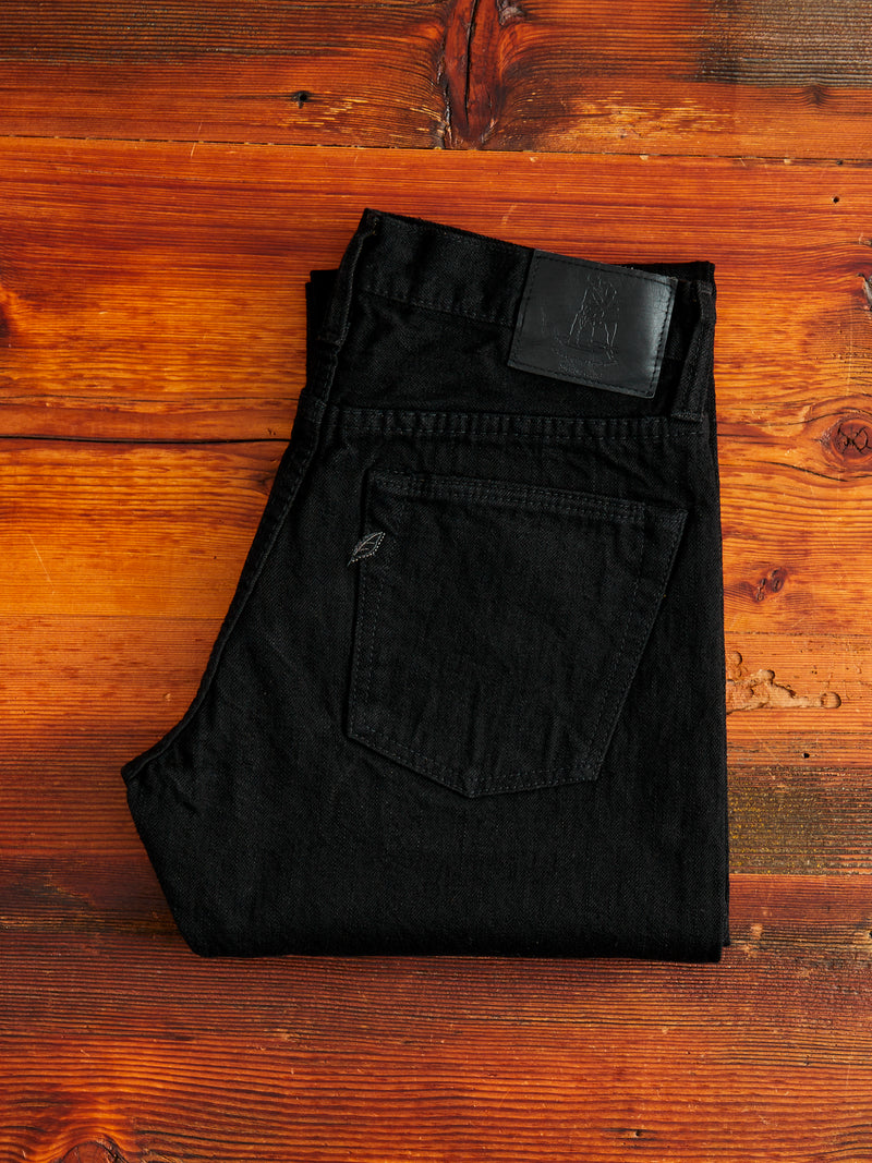 TCD-005-BK "Teacore Black" 14oz Rinsed Black Selvedge Denim - Slim Straight Fit