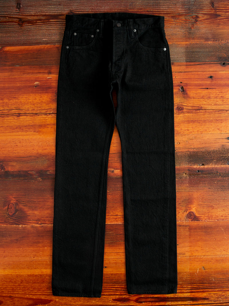 TCD-005-BK "Teacore Black" 14oz Rinsed Black Selvedge Denim - Slim Straight Fit