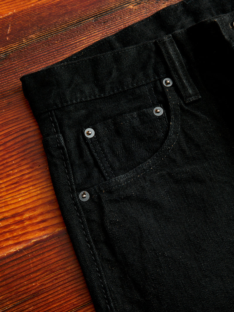 TCD-005-BK "Teacore Black" 14oz Rinsed Black Selvedge Denim - Slim Straight Fit