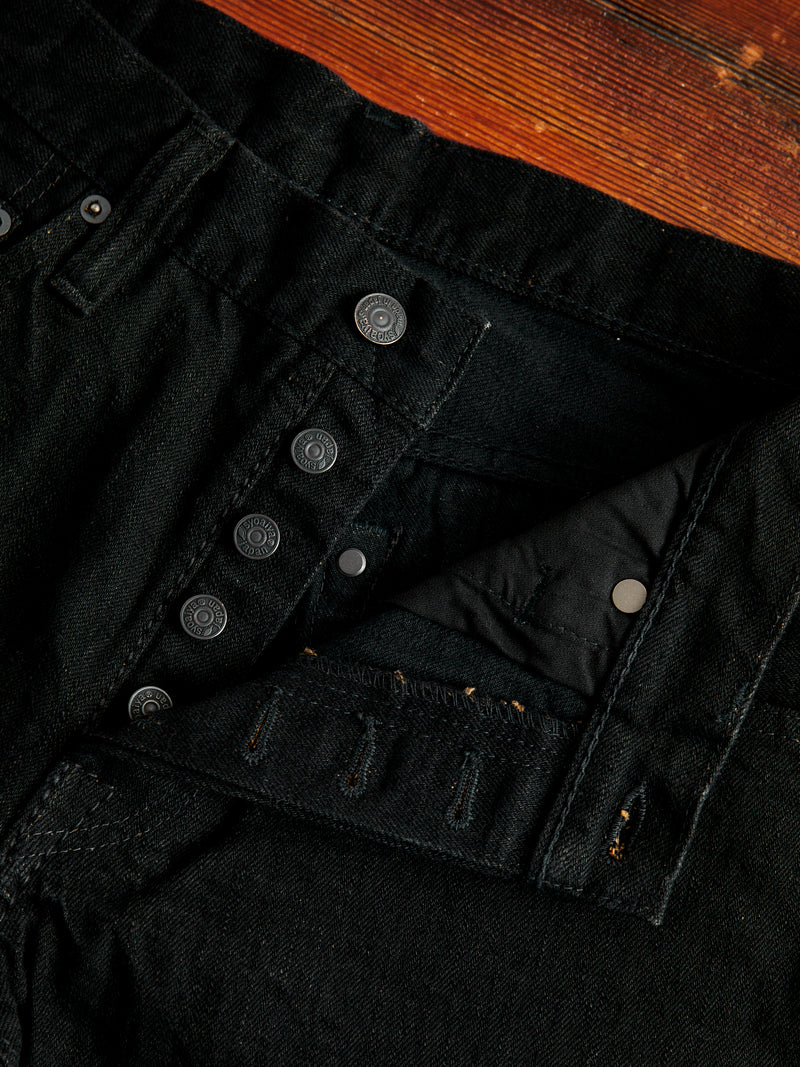 TCD-005-BK "Teacore Black" 14oz Rinsed Black Selvedge Denim - Slim Straight Fit