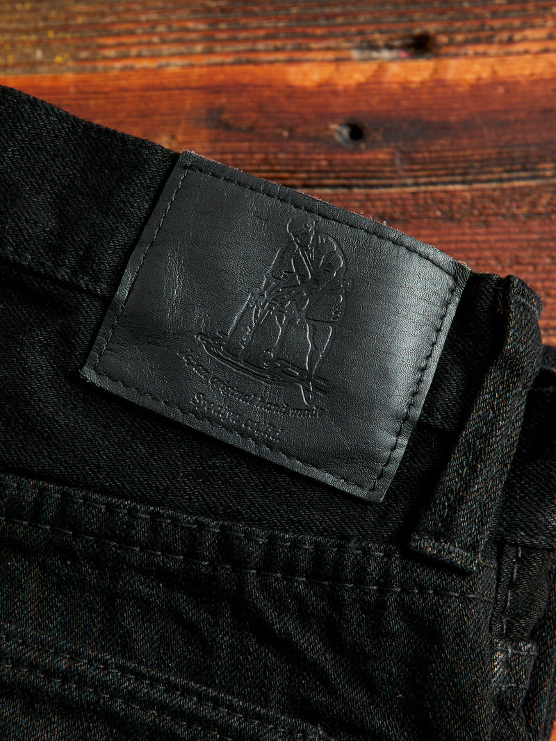 TCD-005-BK "Teacore Black" 14oz Rinsed Black Selvedge Denim - Slim Straight Fit