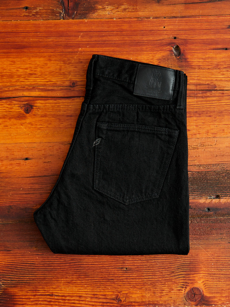 TCD-019-BK "Teacore Black" 14oz Rinsed Black Selvedge Denim - Relaxed Tapered Fit