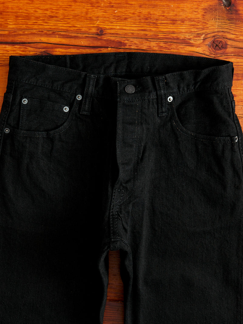 TCD-019-BK "Teacore Black" 14oz Rinsed Black Selvedge Denim - Relaxed Tapered Fit