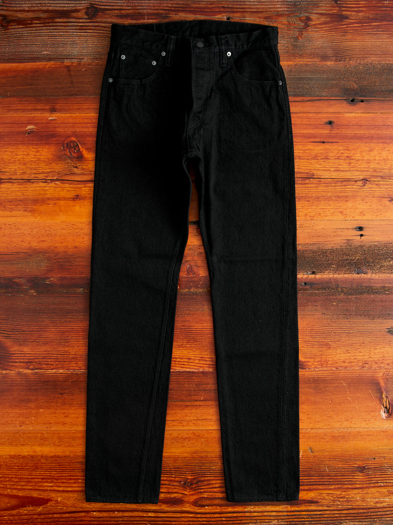 TCD-019-BK "Teacore Black" 14oz Rinsed Black Selvedge Denim - Relaxed Tapered Fit