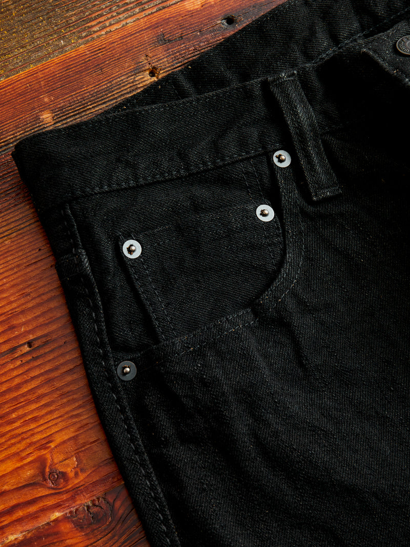 TCD-019-BK "Teacore Black" 14oz Rinsed Black Selvedge Denim - Relaxed Tapered Fit