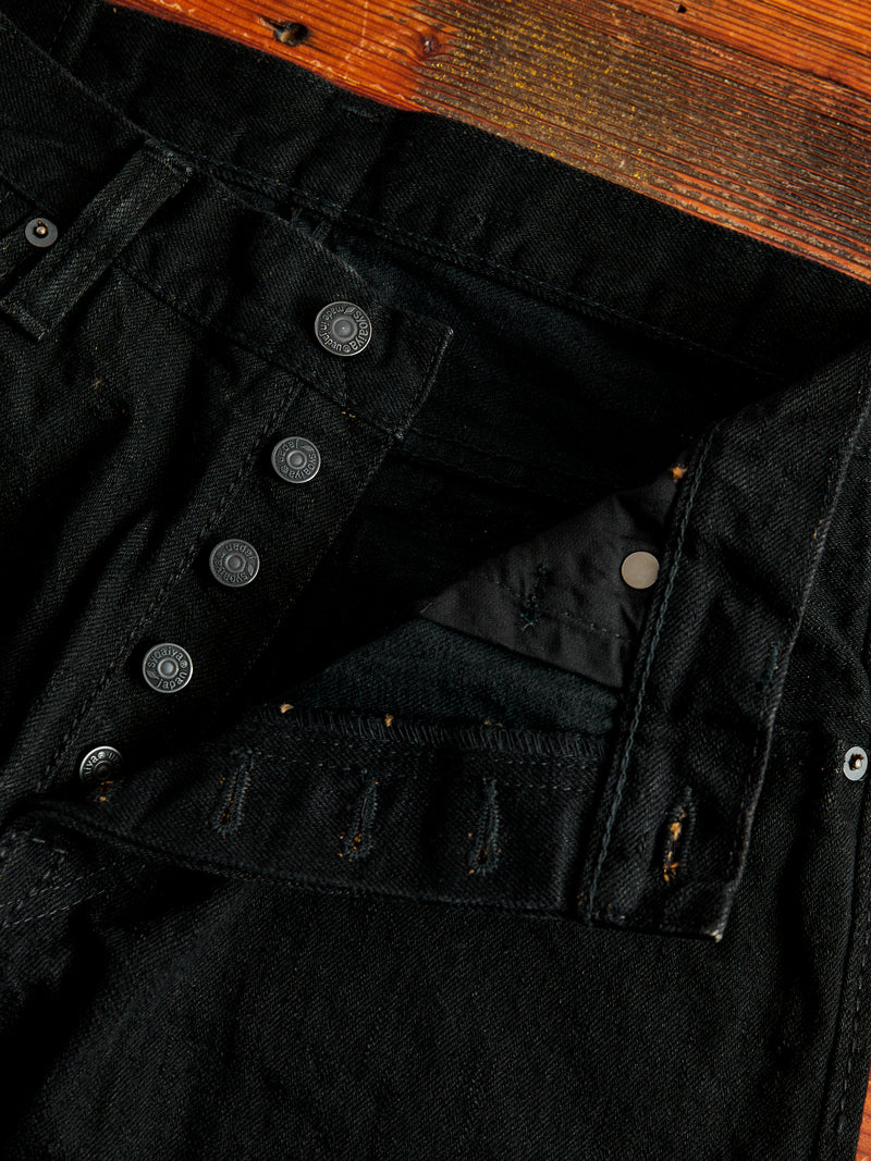 TCD-019-BK "Teacore Black" 14oz Rinsed Black Selvedge Denim - Relaxed Tapered Fit