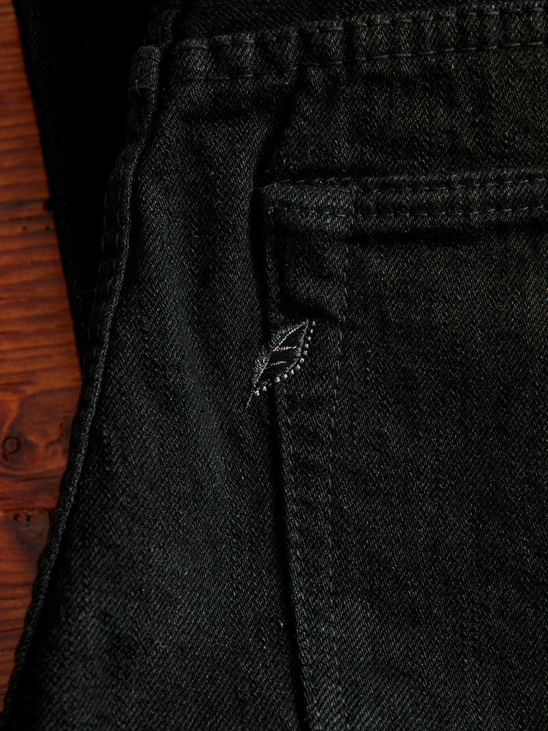 TCD-019-BK "Teacore Black" 14oz Rinsed Black Selvedge Denim - Relaxed Tapered Fit