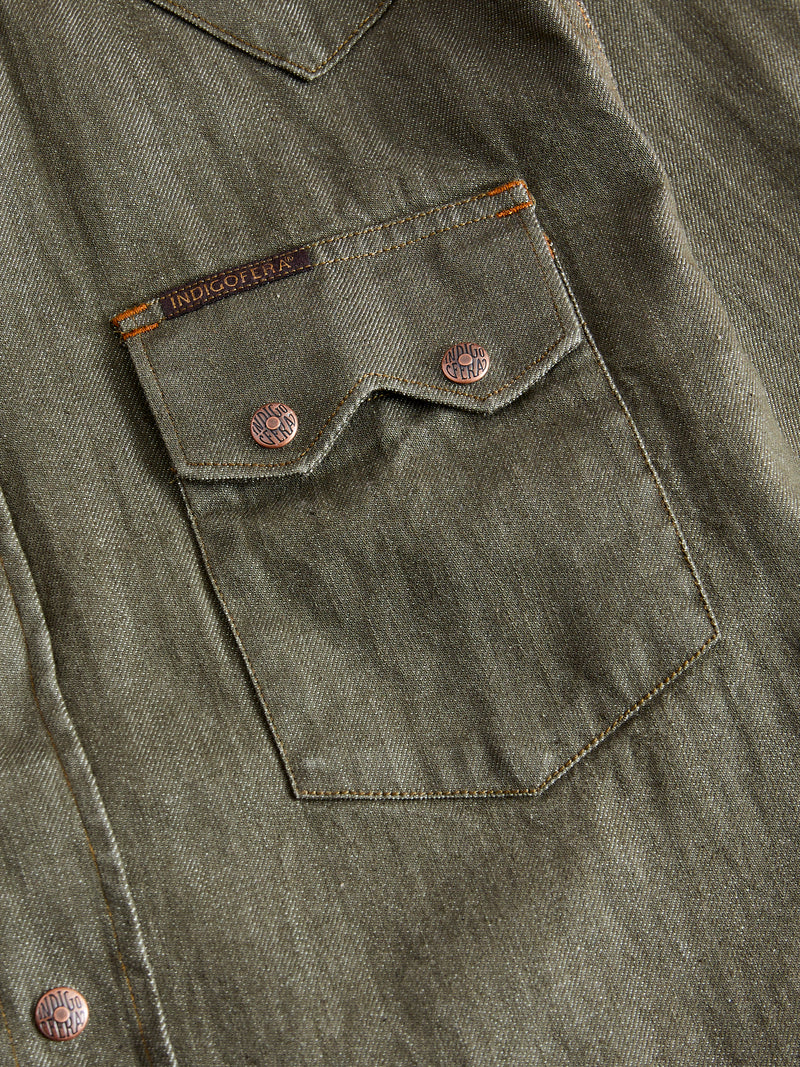 Ryman 7.5oz Denim Shirt in Green