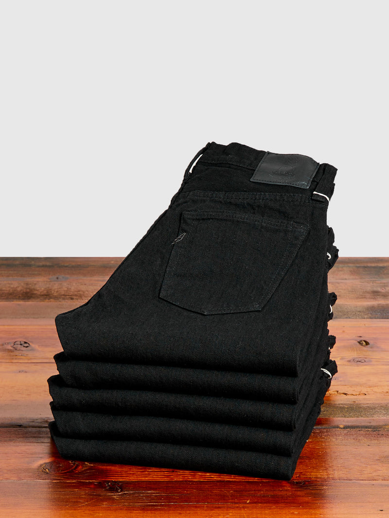 TCD-019-BK "Teacore Black" 14oz Rinsed Black Selvedge Denim - Relaxed Tapered Fit