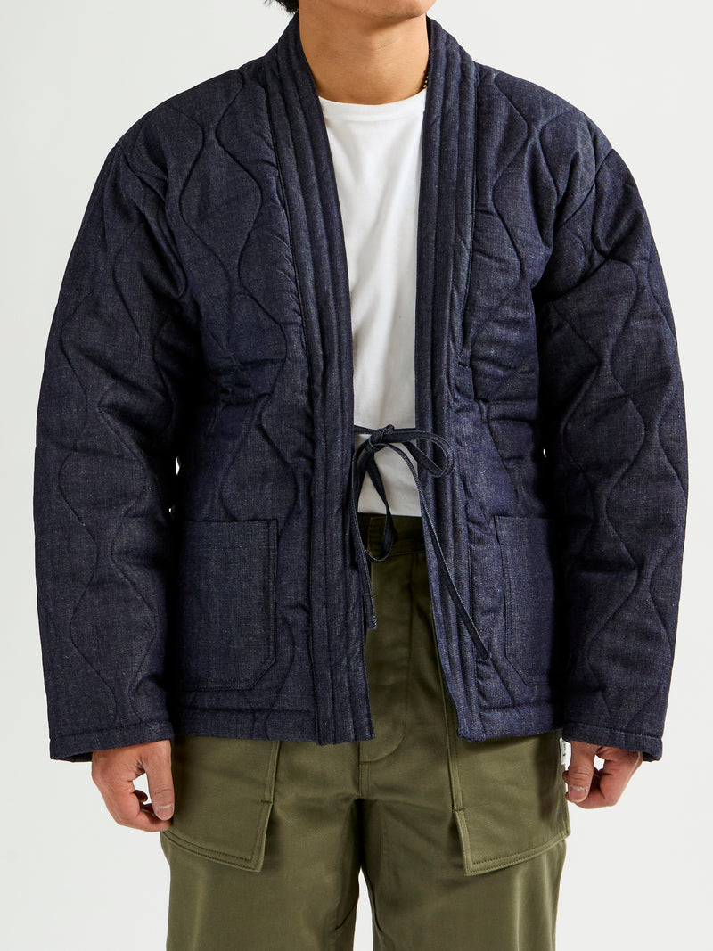 Quilted Denim Haori Jacket in Indigo