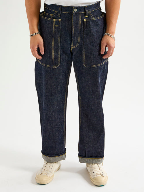 14oz Selvedge Denim Fall Leaf R Stream Pants in Indigo