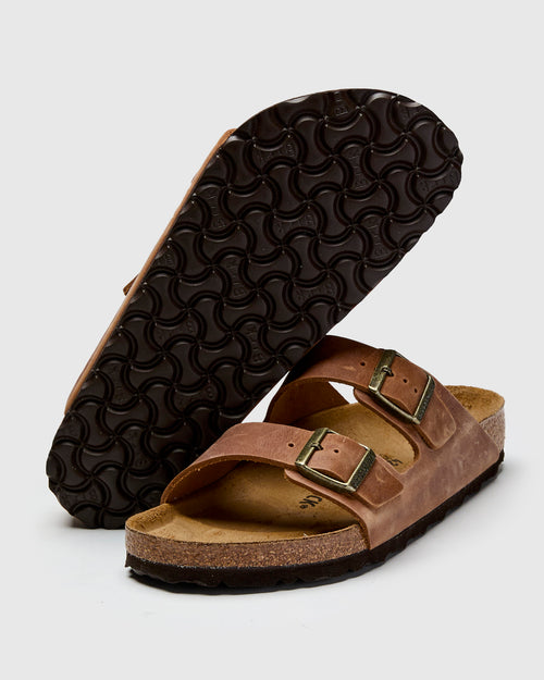 Arizona Sandal in Cognac Oiled Leather