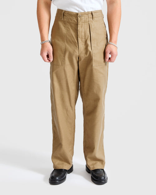 Fatigue Pants in Khaki Cotton Linen Java Cloth