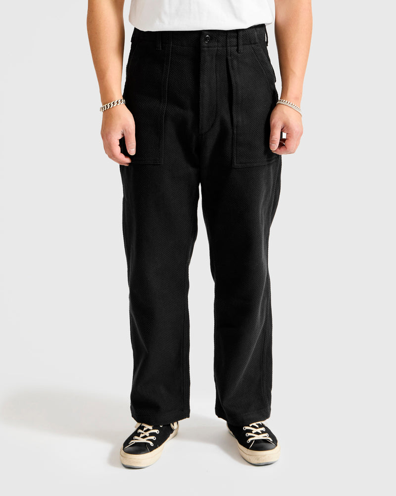 "No-Gi" Fatigue Pants in Black Heavyweight Sashiko