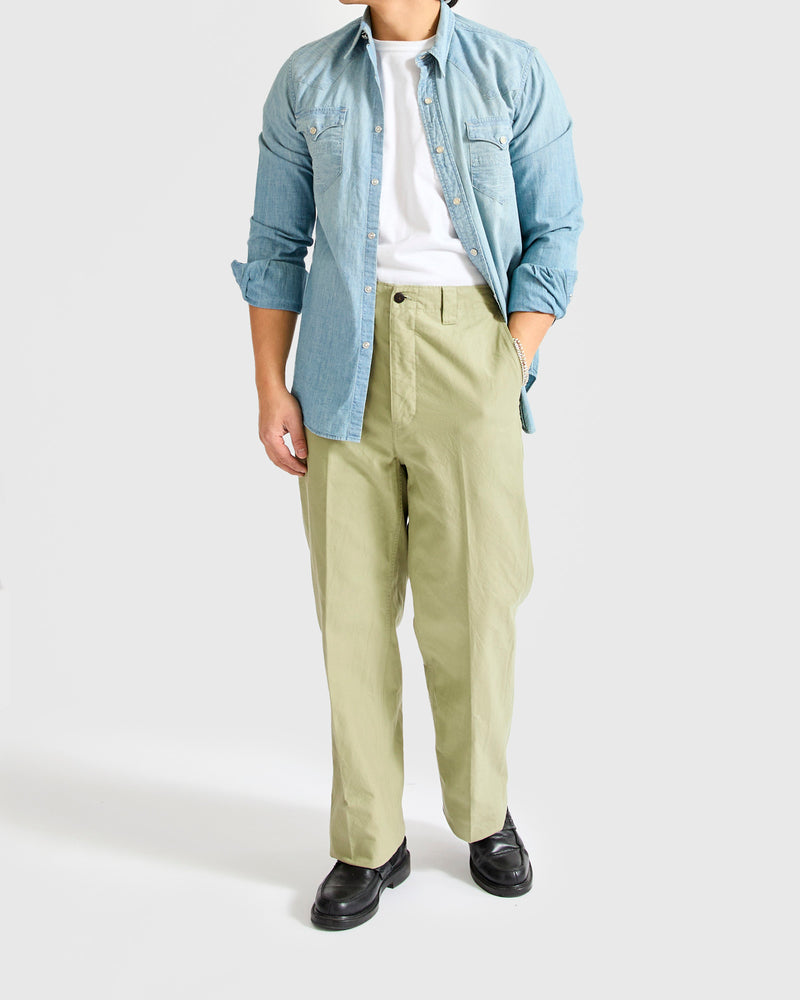 Wide Chino Pants in Light Green