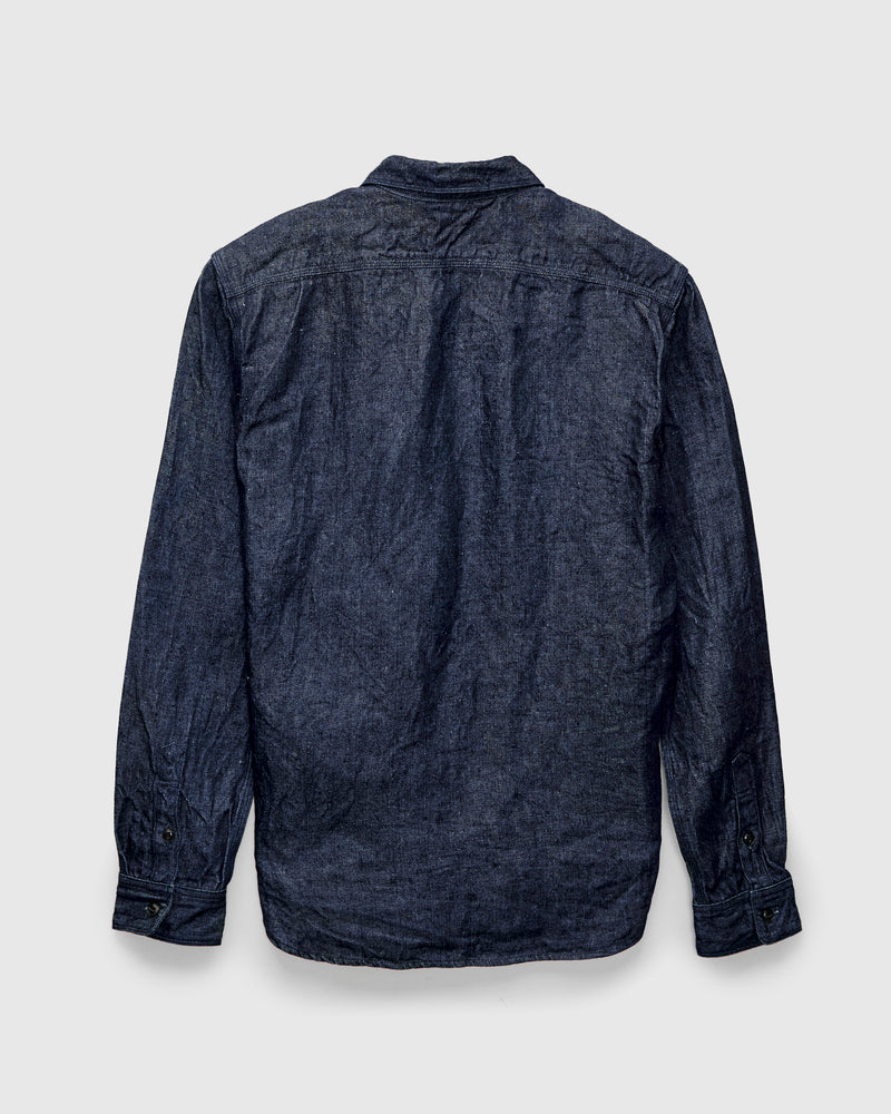 Linen Selvedge Denim Work Shirt in Indigo