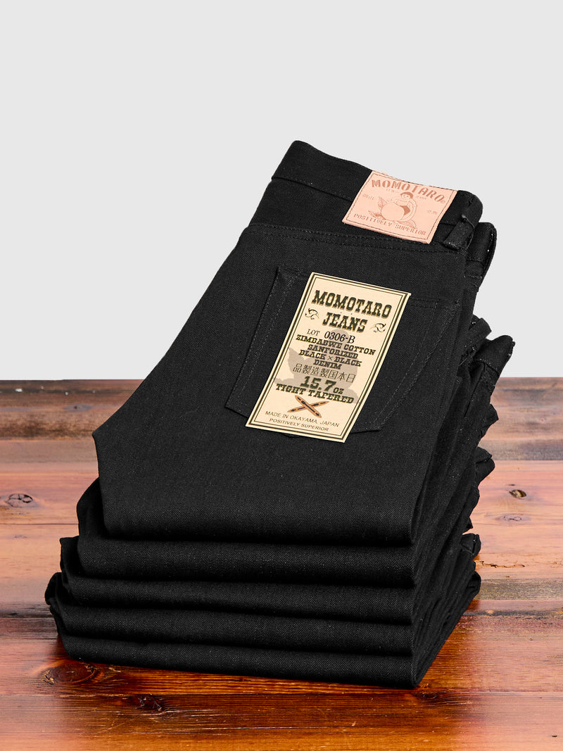 0306-B 15.7oz Black Selvedge Denim - Tight Tapered Fit