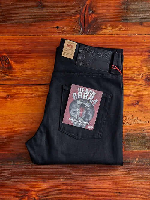 "Black Cobra Stretch" 12oz Selvedge Denim - Easy Guy Fit