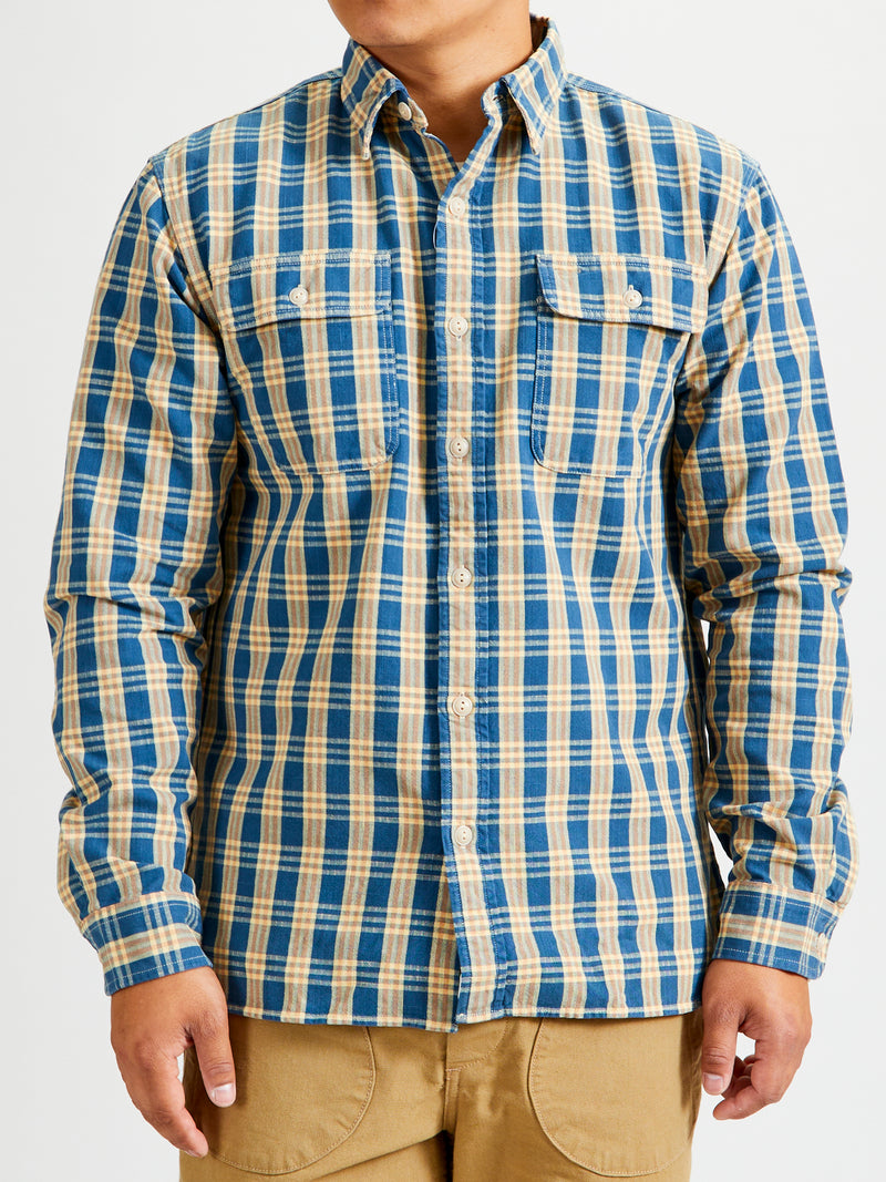 Matlock Plaid Workshirt in Blue Yellow