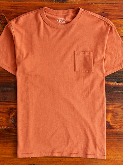 Vintage Knit Pocket T-Shirt in Orange