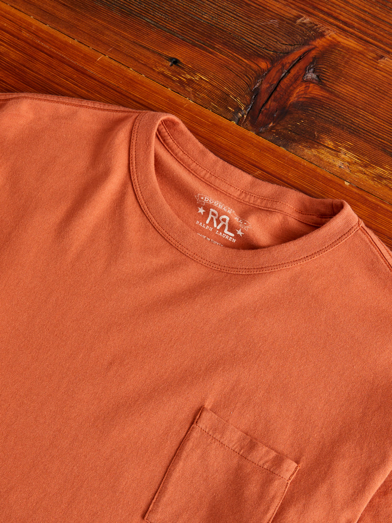 Vintage Knit Pocket T-Shirt in Orange