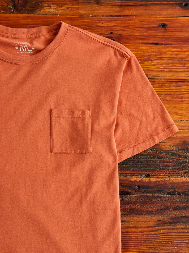 Vintage Knit Pocket T-Shirt in Orange